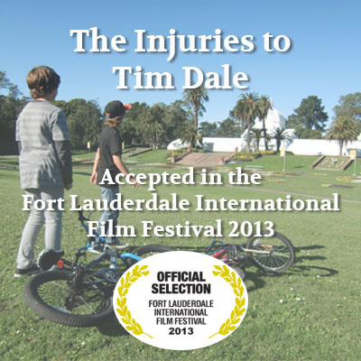 Still of two boys and their bikes at a park. Link to The Injuries of Tim Dale film page.